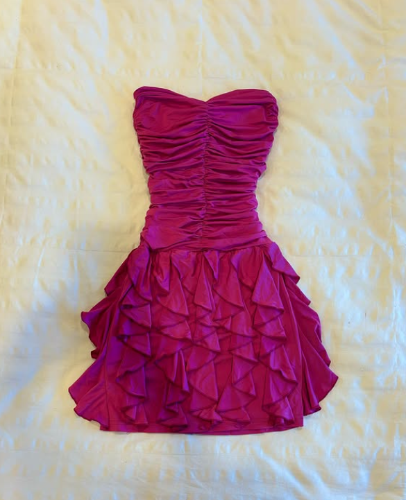 Pink Short Ruffle Satin Homecoming Dress Birthday Dress nv4501