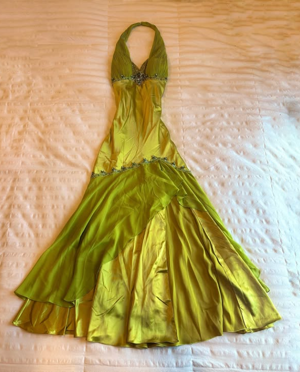 Green Beaded Long Satin Homecoming Dress Birthday Dress Prom Dress Evening Dress nv4510