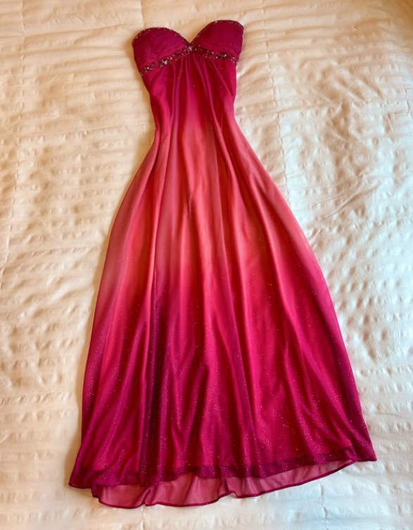 Pink Fashion Gradient Beading Long Chiffon Homecoming Dress Birthday Dress Prom Dress Evening Dress nv4511