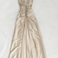 Champagne Gold Vintage Rhinestone Long Satin Strap Ball Gown Evening Dress Party Dress nv4582