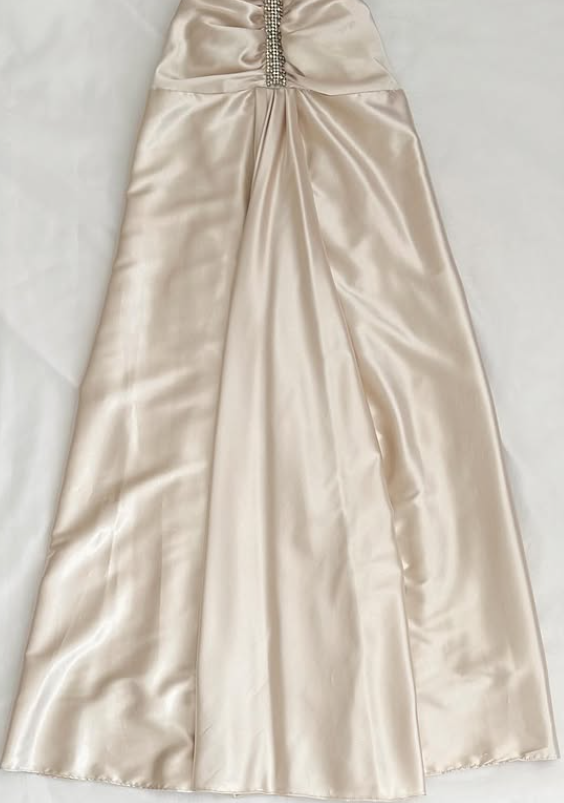 Champagne Gold Vintage Rhinestone Long Satin Strap Ball Gown Evening Dress Party Dress nv4582