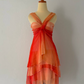 Orange Farbverlauf Mode kurze Chiffon Anti-Homecoming Kleid Reise Urlaub Party Kleid nv4586