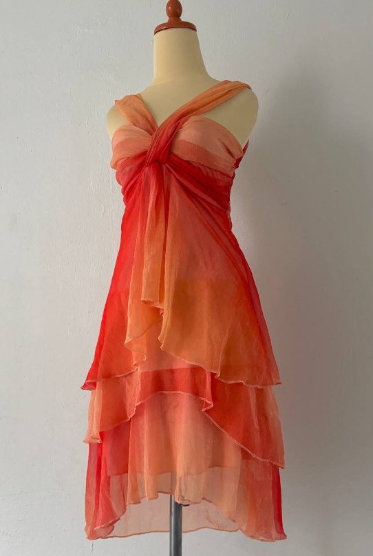 Orange Farbverlauf Mode kurze Chiffon Anti-Homecoming Kleid Reise Urlaub Party Kleid nv4586