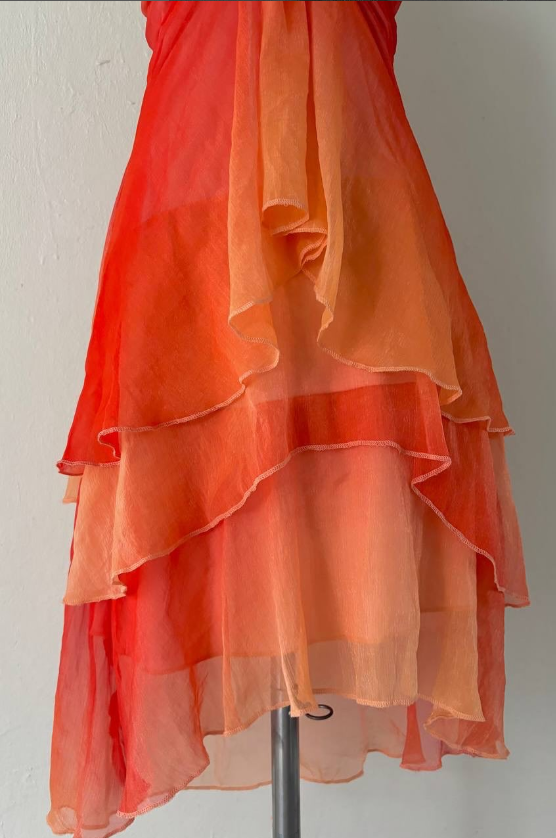 Orange Farbverlauf Mode kurze Chiffon Anti-Homecoming Kleid Reise Urlaub Party Kleid nv4586