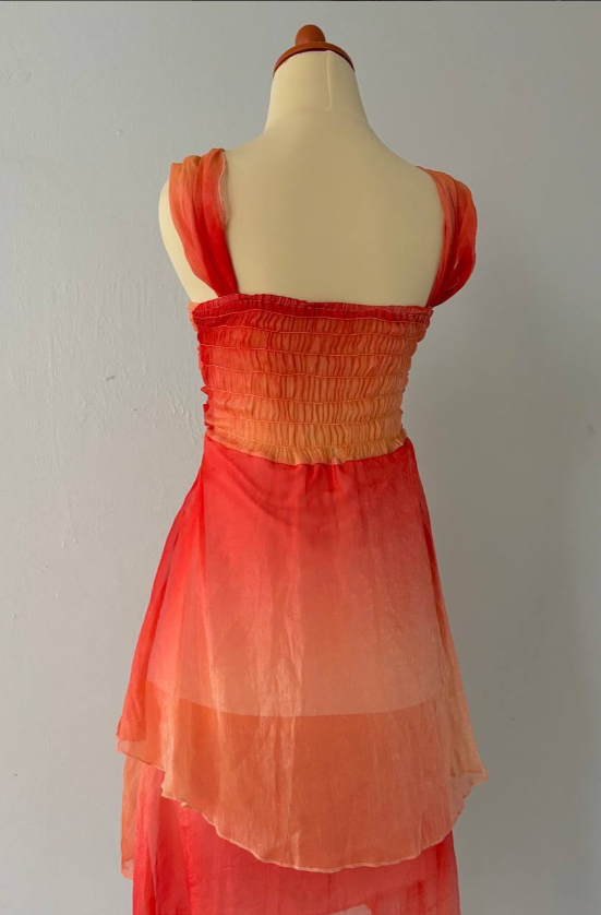 Orange Farbverlauf Mode kurze Chiffon Anti-Homecoming Kleid Reise Urlaub Party Kleid nv4586