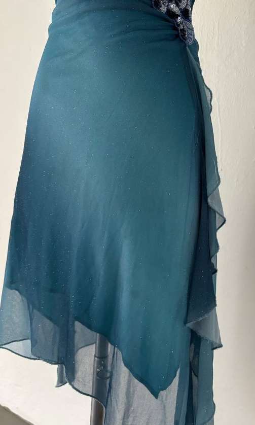 Blaues, funkelndes, modisches, kurzes Chiffon-Heimkehrkleid, Partykleid, NV4587