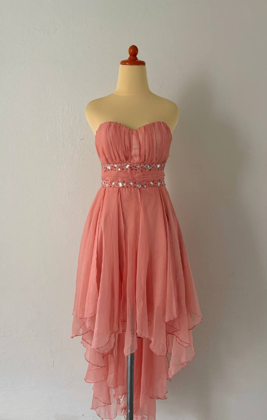 Light pink stylish short chiffon homecoming dress party dress nv4588