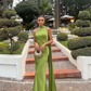 Green fashion elegant backless ribbon long formal prom dress evening gown party dress nv3648