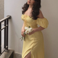 yellow off the shoulder prom dresses  evening dresses nv1392