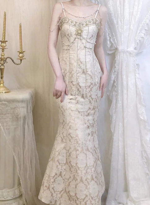 Ivory White Vintage Elegant Long Prom Gown Evening Dress Party Dress nv4760