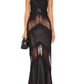 Black Fashion Strapless Satin Lace Long Prom Dress Evening Dress Party Dress nv4811
