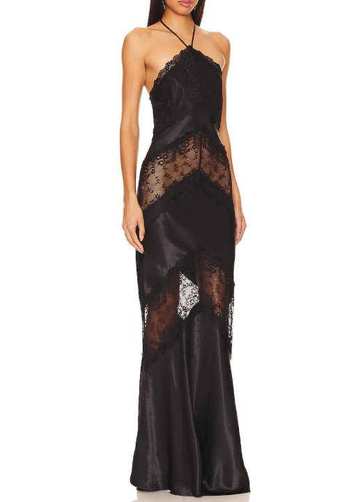 Black Fashion Strapless Satin Lace Long Prom Dress Evening Dress Party Dress nv4811