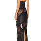 Black Fashion Strapless Satin Lace Long Prom Dress Evening Dress Party Dress nv4811