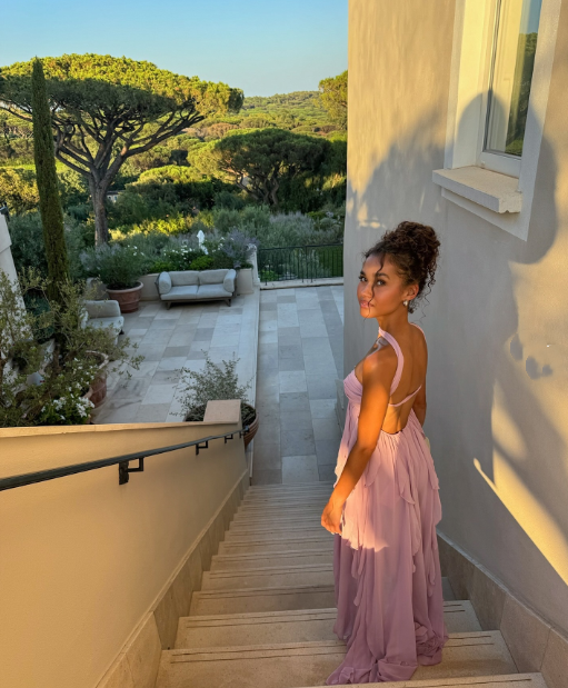 Pink Chiffon Sweet Dreamy Starfish Decorated Maxi Dress Long Evening Dress Party Dress nv2690