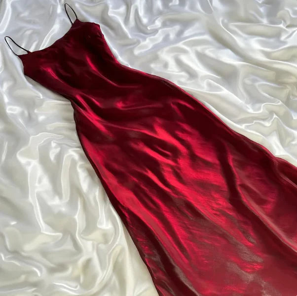 Burgundy Fashion Spaghetti Strap Long Sleeveless Mermaid Tulle Long Ball Gown Evening Dress Party Dress nv3574