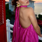 Elegant green/pink long satin prom dress nv5320