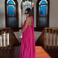 Elegant green/pink long satin prom dress nv5320