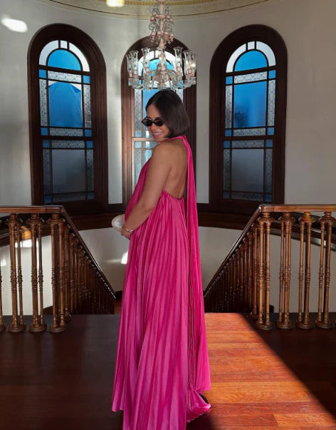 Elegant green/pink long satin prom dress nv5320