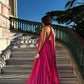 Elegant green/pink long satin prom dress nv5320