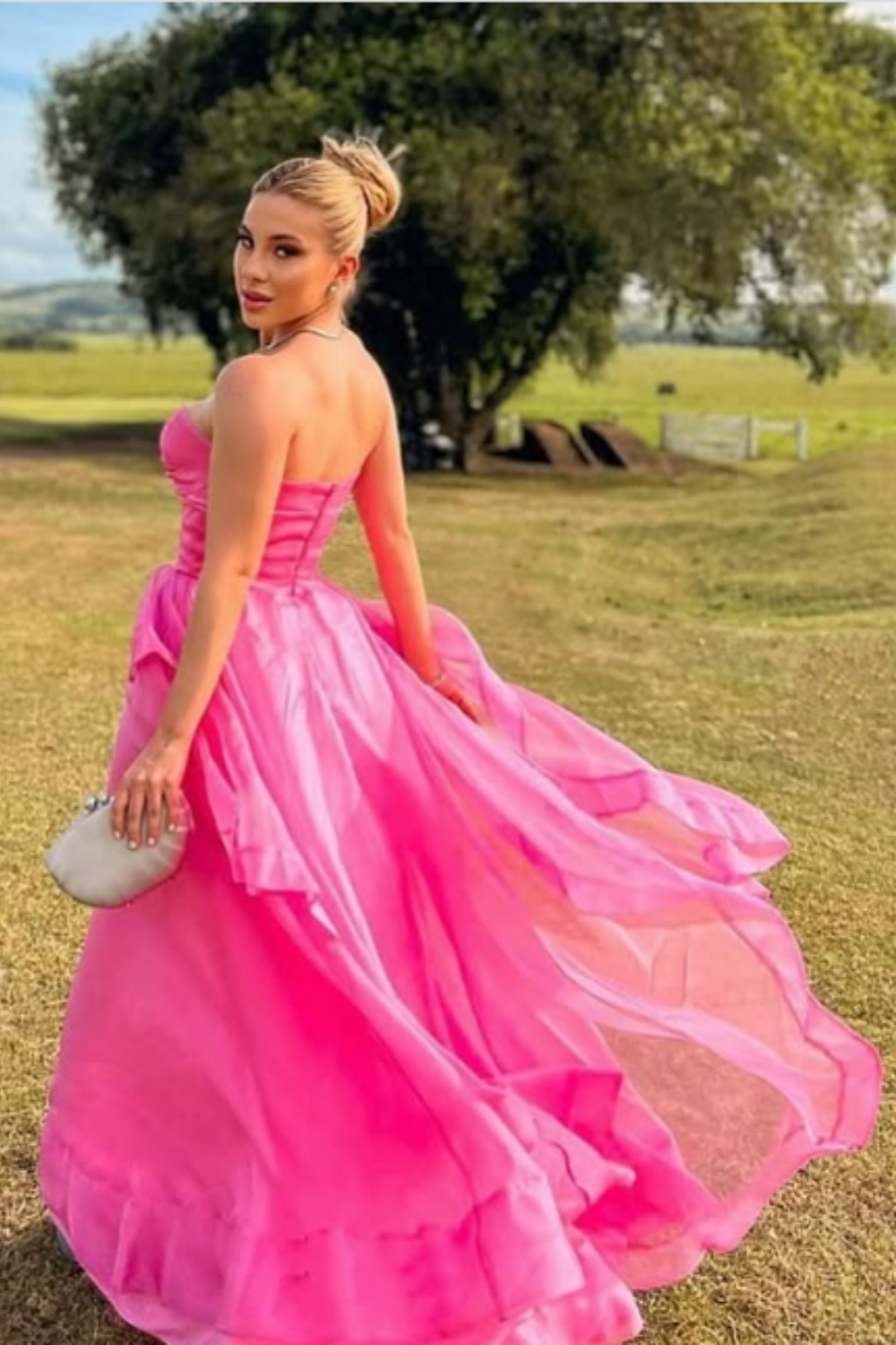 Pink Simple Elegant Off Shoulder Tulle A-Line Maxi Formal Prom Gown Evening Gown Party Dress nv2569
