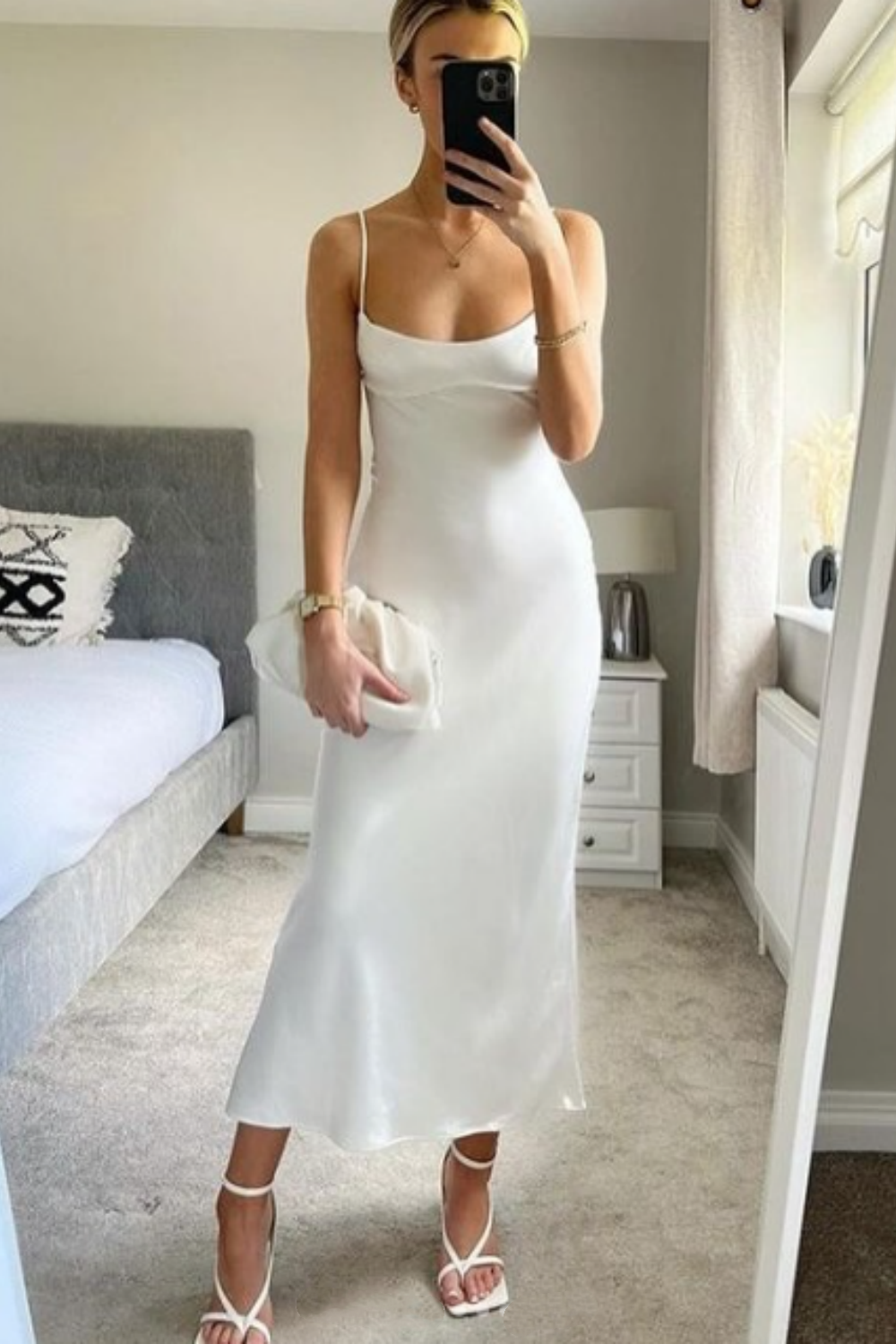White Solid Color Fashion Elegant Long Satin Wedding Bridesmaid Dress Guest Party Dress Prom Dress Evening Dress Prom Dress nv3936