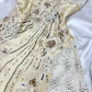 Cream Yellow Beaded Floral Short Chiffon Prom Dress Evening Dress Party Dress nv5134