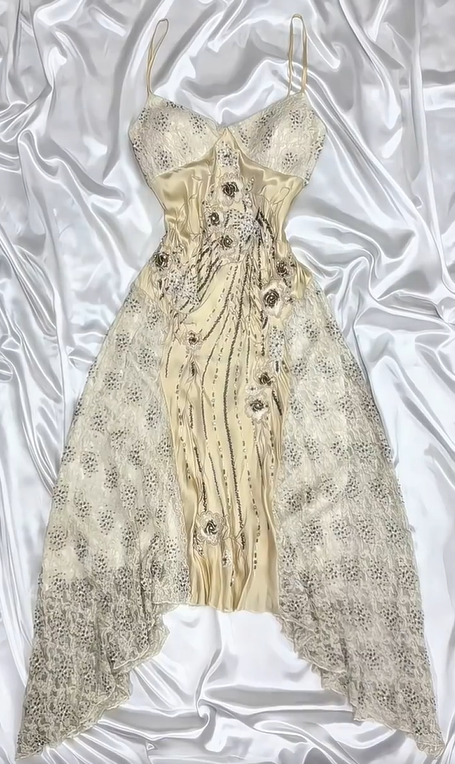 Cremegelbes, kurzes Chiffon-Ballkleid mit Blumenmuster und Perlen, Abendkleid, Partykleid, nv5134