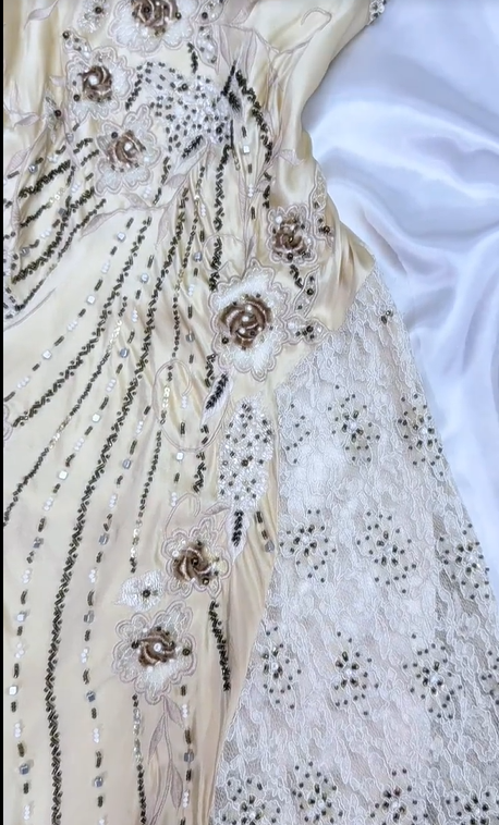 Cream Yellow Beaded Floral Short Chiffon Prom Dress Evening Dress Party Dress nv5134