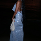 Blue backless sequined long fashionable and elegant Prom Dress party dress nv5186