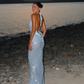Blue backless sequined long fashionable and elegant Prom Dress party dress nv5186