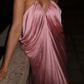 Pink fashion V-neck elegant long satin prom dress bridesmaid dress wedding guest party dress nv5214