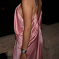 Pink fashion V-neck elegant long satin prom dress bridesmaid dress wedding guest party dress nv5214