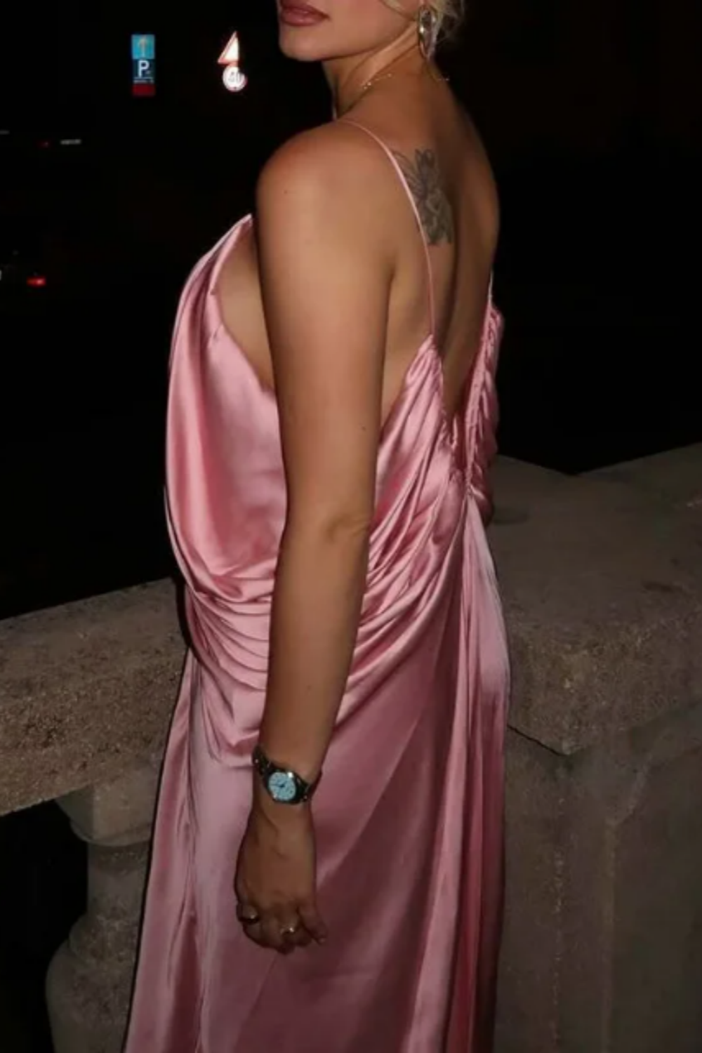 Pink fashion V-neck elegant long satin prom dress bridesmaid dress wedding guest party dress nv5214