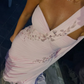 Pink floral elegant sweetheart neckline off-the-shoulder long chiffon prom dress evening gown nv5217