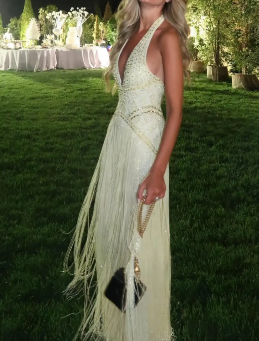 Yellow shiny beaded elegant off-shoulder long chiffon prom dress evening gown nv5218