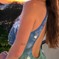 Blue green shiny fashion short sequin homecoming dress cocktail party dress nv5220