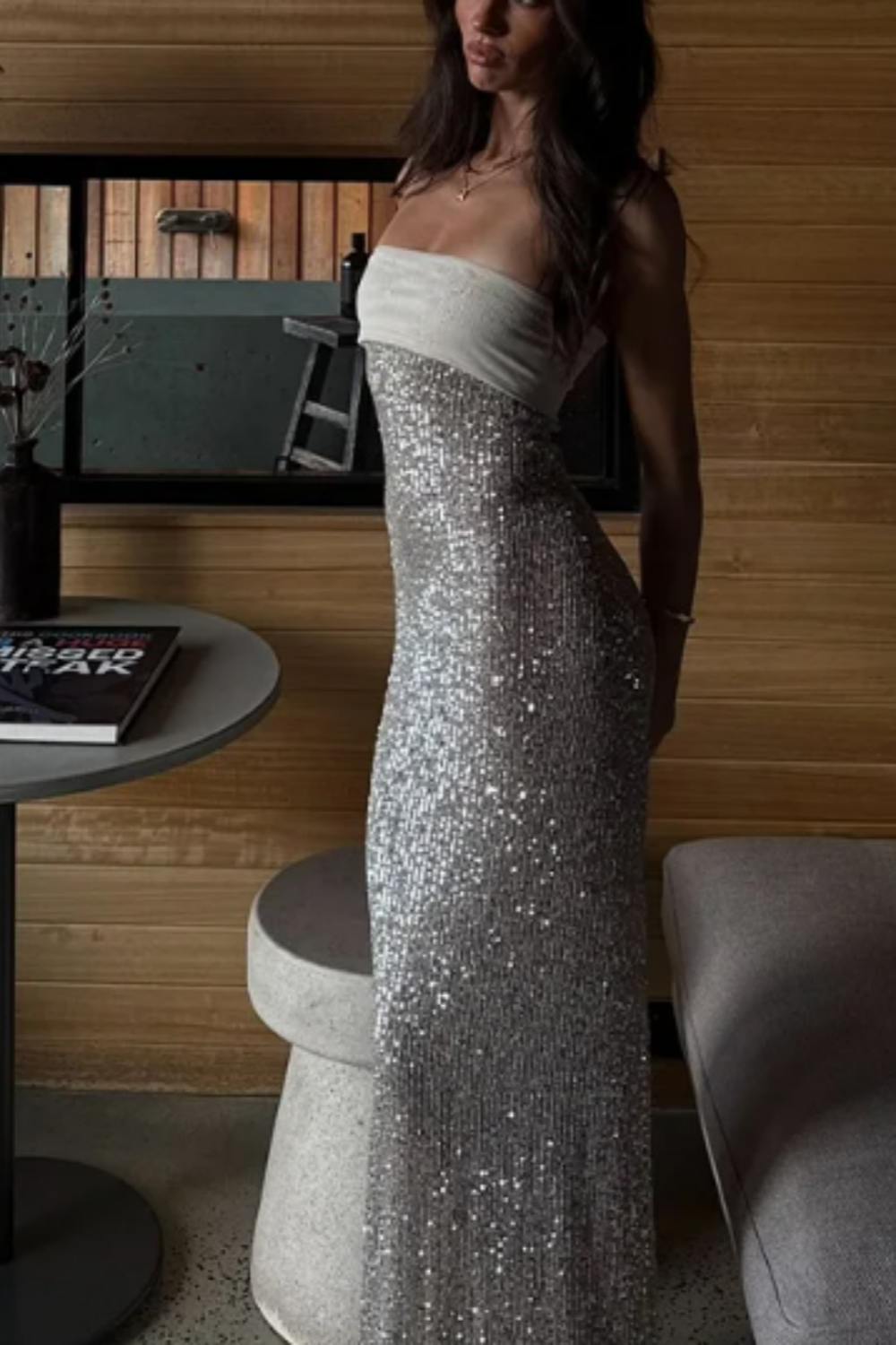 Grün/Silber/Burgund Tube Top elegantes sexy Paillettenkleid Damen Ballkleid Abendkleid Partykleid nv5257