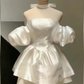 White Fashion Off-the-shoulder Short Satin Homecoming Dress Birthday Party Dress nv5290