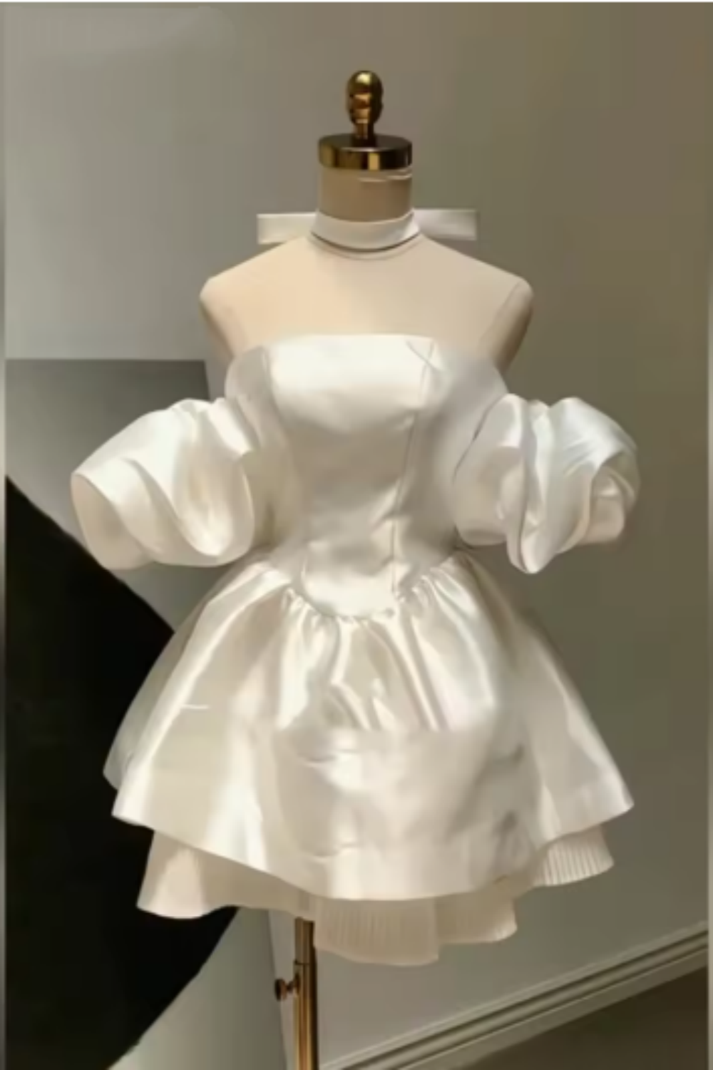 White Fashion Off-the-shoulder Short Satin Homecoming Dress Birthday Party Dress nv5290