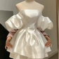 White Fashion Off-the-shoulder Short Satin Homecoming Dress Birthday Party Dress nv5290