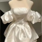 White Fashion Off-the-shoulder Short Satin Homecoming Dress Birthday Party Dress nv5290
