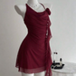 Burgundy One Shoulder Fashion Short Chiffon Homecoming Dress Birthday Party Dress nv5277