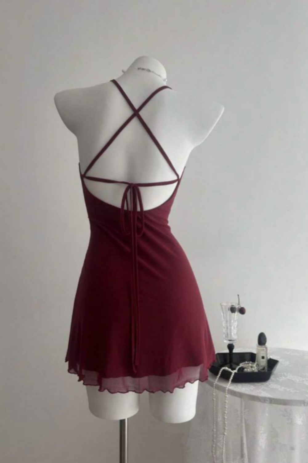 Burgundy One Shoulder Fashion Short Chiffon Homecoming Dress Birthday Party Dress nv5277