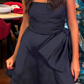 Navy blue off-the-shoulder fashionable short satin homecoming dress birthday party dress nv5279