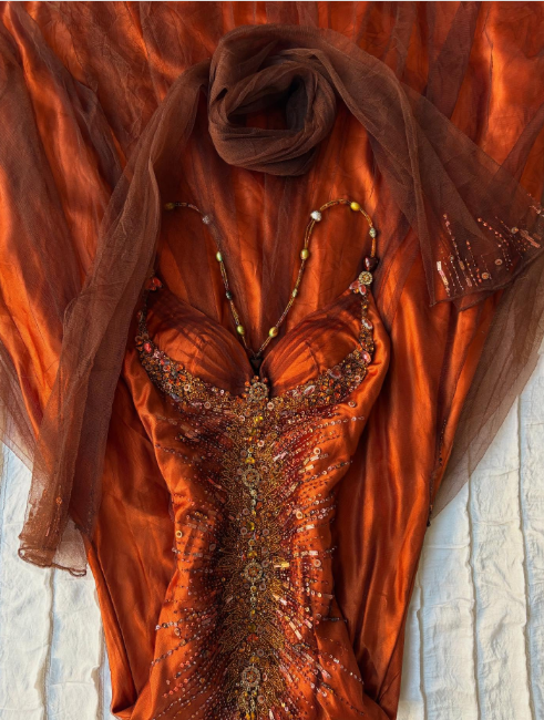 Orange fairy fashion chiffon long exquisite beaded prom dress party dress nv5399