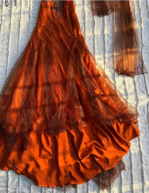 Orange fairy fashion chiffon long exquisite beaded prom dress party dress nv5399