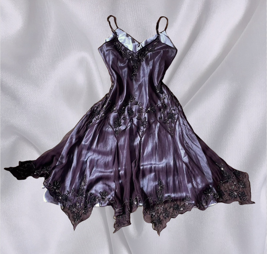 Purple retro fairy exquisite beaded long chiffon mermaid dress prom dress nv5418