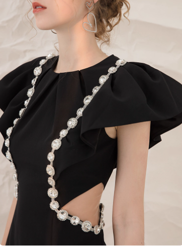 NiceVestidos-Short Homecoming Dress Simple Black Niche Light Luxury Evening Dress Annual Meeting Black Dress Petite Banquet Dress Female nv5548