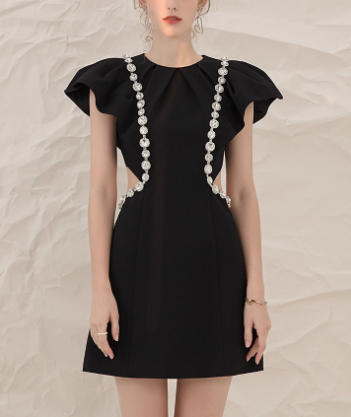 NiceVestidos-Short Homecoming Dress Simple Black Niche Light Luxury Evening Dress Annual Meeting Black Dress Petite Banquet Dress Female nv5548