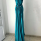 NiceVestidos--(Including Scarf) Blue-green exquisite hand-beaded long satin floor-length prom dress evening dress banquet dress Nv5578
